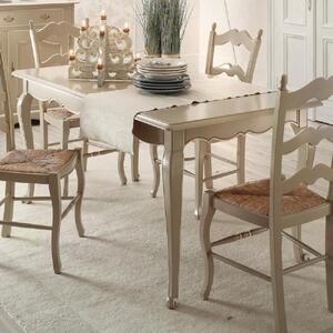 Tavolo shabby allungabile gambe a spillo in legno avorio l.160 p.90 h.78