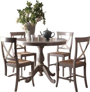 Tavolo shabby rotondo fisso in legno bianco l.110 p.110 h.78