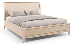 Letto matrimoniale intagliato decoro onda in legno massello l.170 p.219 h.125