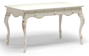 Scrivania classica 3 cassetti in legno bianco 141x91x81
