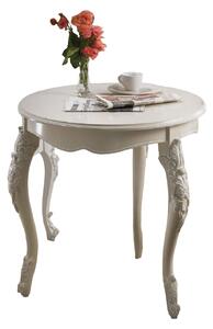 Tavolino da salotto rotondo shabby legno bianco 70x70 h.75