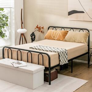 Costway Struttura letto in metallo con testiera e pediera, Supporto per materasso con doghe in acciaio 209x144x101cm Nero