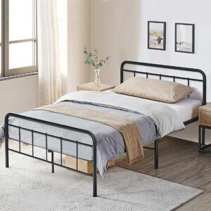 Costway Struttura del letto in metallo con testiera pediera doghe, Struttura del letto moderna silenziosa 208x164cm Nero