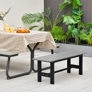 Costway Panca da esterno 2 posti 120cm con sedile a doghe telaio in metallo, Panca giardino verniciato a polvere Grigio