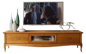 Porta tv classico in legno 2 cassetti 1 ribalta finitura bassano l.200 p.50 h.50
