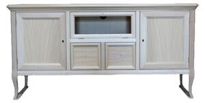 Porta tv classico 2 porte 2 cassetti in legno grezzo l.140 p.45 h.70