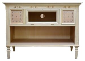 Porta tv classico 2 cassetti 1 ribalta in legno grezzo l.100 p.51 h.75