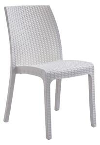 Set 4 sedie da giardino in polimerico rattan bianco
