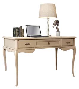 Scrivania classica in legno 3 cassetti crema 130x70x80