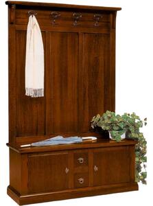 Attaccapanni cassapanca 4 posti in legno l.121 x p.45 h.185 (37-38f)