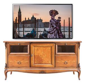 Porta tv classico in legno 1 porta 2 cassetti 2 ribalte bassano l.141 p.47 h.70