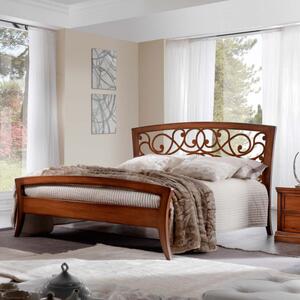 Letto arte povera traforato in legno tinta noce 184x210x120