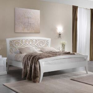 Letto arte povera traforato in legno bianco 184x210x120