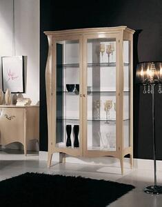 Vetrina classica in legno 2 porte avorio 130x50x200