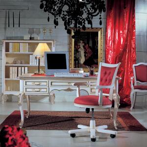 Scrivania 5 cassetti intarsio legno shabby 166x96x82