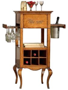 Mobile bar classico legno portabottiglie 48x48x110