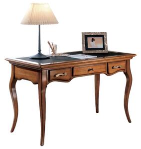 Scrivania classica 3 cassetti legno/pelle bassano 130x70x78