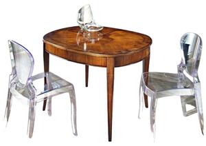 Tavolo ovalino classico legno intarsio venezia noce 115x95x77