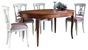 Tavolo ovale allungabile classico legno intarsio tinta noce 160x110x77