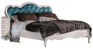 Letto matrimoniale classico legno bianco argento capitonè 183x202