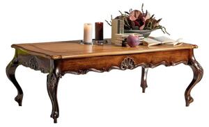 Tavolino rettangolare classico legno intarsio bicolore 133x75x49