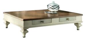 Tavolino classico rettangolare 2 cassetti legno shabby 130x70x33
