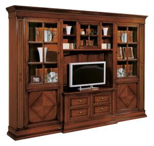 Parete attrezzata porta tv classica legno tinta noce 312x45x238