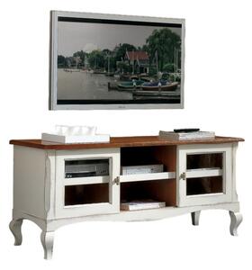 Porta tv 2 porte scorrevoli shabby legno bianco consumato 146x50x65