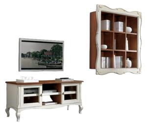 Parete attrezzata porta tv legno shabby bianco consumato