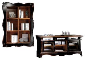Parete attrezzata porta tv legno shabby nero consumato