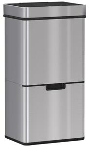 HOMCOM Pattumiera Automatica 72L con Sensore Infrarossi, 3 Scomparti e Coperchio Rimovibile, Acciaio e ABS, 42x30x81cm|Aosom