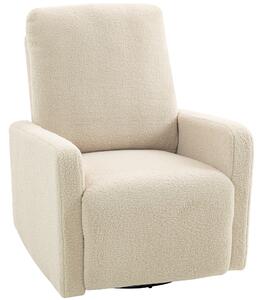 HOMCOM Poltrona Relax Reclinabile con Poggiapiedi, Girevole a 360° e Basculante, 76x94x100 cm, Beige | Aosom Italy