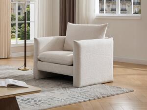 Poltrona in tessuto ciniglia beige - GORAZI