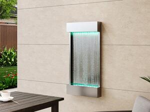 Fontana a muro per esterni/interni in acciaio inox con LED L. 56.5 x H. 122 cm Argentata - SOLINA