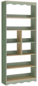 HOMCOM Libreria a 6 Livelli con 6 Scomparti Aperti, 76x23,8x180 cm, Legno Naturale e Verde | Aosom Italy