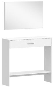 HOMCOM Mobile da Ingresso con Specchio, Cassetto e Ripiano, 91,5x27,9x85,5 cm, Bianco | Aosom Italy