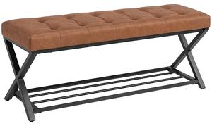 HOMCOM Panca per Scarpe d'Ingresso con Imbottitura in Pelle PU, 112x37x47 cm, Marrone | Aosom Italy