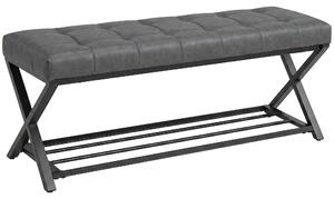HOMCOM Panca Porta Scarpe d'Ingresso con Rivestimento in Ecopelle, 112x37x47 cm, Grigio Scuro | Aosom Italy