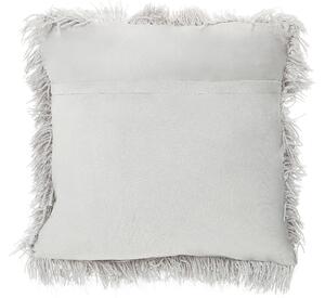 Set di 2 cuscini decorativi Fodera per cuscino in tessuto di poliestere grigio con inserto superficie pelosa 45 x 45 cm Beliani