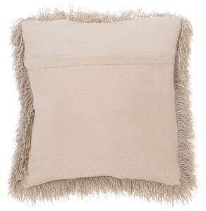 Set di 2 cuscini decorativi Fodera per cuscino in tessuto di poliestere beige con inserto superficie pelosa 45 x 45 cm Beliani