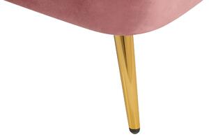 Chaise longue Velluto Rosa Tappezzeria Gambe In Metallo dorato versione sinistra Beliani