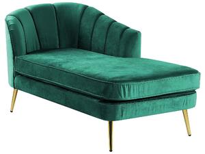 Chaise longue Rivestimento in Velluto Verde Smeraldo Gambe in Metallo dorato versione sinistra Beliani