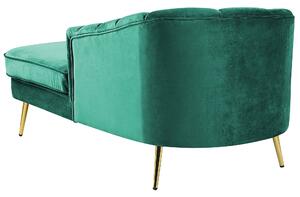 Chaise longue Rivestimento in Velluto Verde Smeraldo Gambe in Metallo dorato versione sinistra Beliani