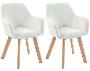 HOMCOM Set da 2 sedie da pranzo Poltrona Seduta imbottita in tessuto effetto velluto Piedi in legno, crema | Aosom Italy