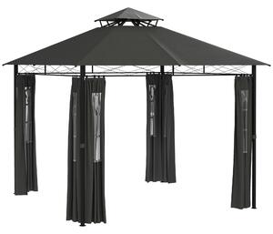 Outsunny Gazebo da Festa Gartenpavillon, 2,95 x 2,95 x 2, 85 m, Grigio scuro