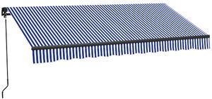 Outsunny Tendalino Protezione Solare Tendalino da Terrazza, incluso Manovella, resistente alle intemperie, 247 cm x 295 cm, Blu + Bianco