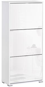 HOMCOM Mobile a Scarpe Armadio a scarpe 3 ante ribaltabili 3 scomparti in legno 60L x 26P x 124A cm Bianco laccato