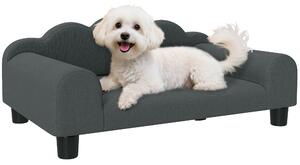 Divano Per Cani Piccoli PawHut - Con Cuscino In Peluche E Spazio Portaoggetti - 76x45x43 Cm, Grigio Chiaro - Foto 3