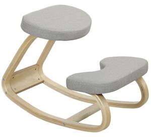 HOMCOM Sedia Inginocchiatoio con Movimento a Dondolo, in Tessuto e Legno di Betulla, 50x73x55 cm, Grigio | Aosom Italy