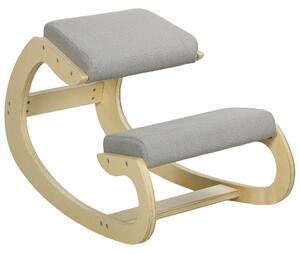 HOMCOM Sedia Ergonomica con Inginocchiatoio e Reclinabile, in Tessuto Effetto Lino e Legno, 55x85x55 cm, Grigio Chiaro | Aosom Italy